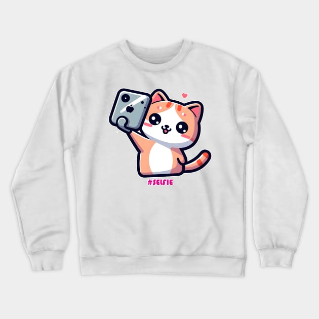 Cat Selfie Crewneck Sweatshirt by Rawlifegraphic